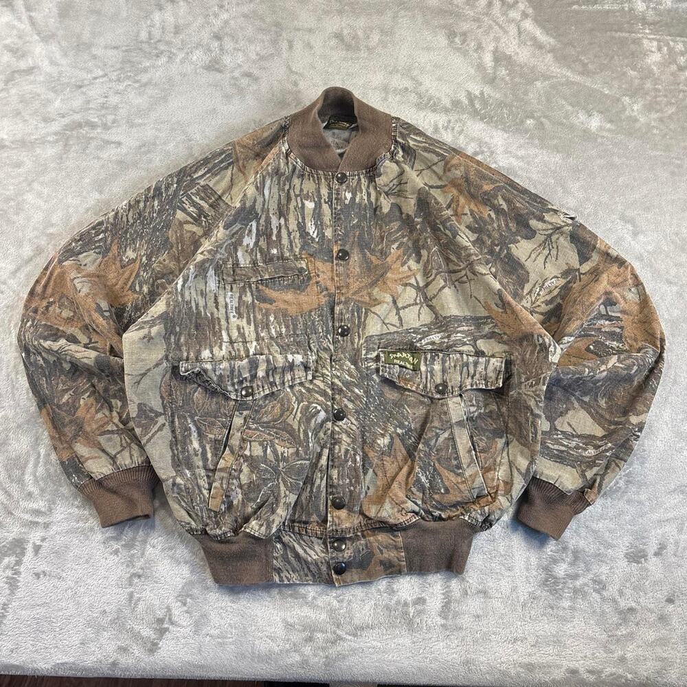 Vintage 90s Spartan RealTree Camo Bomber Jacket Men’s XL Hunting Distressed